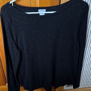 Chico's Black Long Sleeve Top with Subtle Sparkle